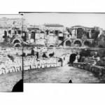 Mission héliographique de 1851 : Amphithéâtre de Nîmes, montage de 3 vues intérieures